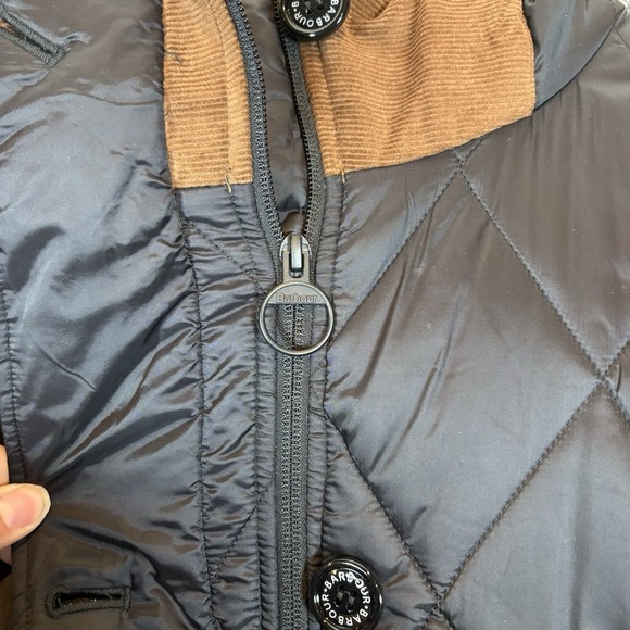 Barbour Womens Mickley Corduroy Trimmed Quilted Jacket Black Brown Size 1XL New - Picture 4 of 13